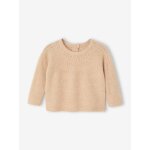 Pull b�b� fille maille ajour�e beige chin�