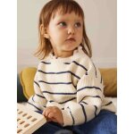Pull bb fille en cte perle col en broderie anglaise ray marine