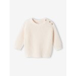 Pull bb garon en cte perle cru