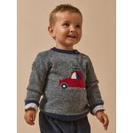 Pull b�b� en laine gris chine fonce
