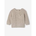 Pull bébé en maille côtelée beige chiné Pull bébé en maille côtelée beige chiné