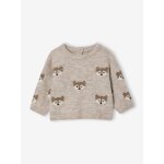 Pull bébé renard en maille jacquard beige chiné Pull bébé renard en maille jacquard beige chiné