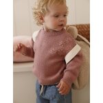 Pull bb en tricot avec fleurs brodes rose