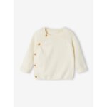 Pull b�b� en tricot ouverture naissance �cru