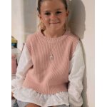 Pull bi - mati�re en maille et coton rose clair