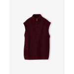 Pull camionneur sans manches fille bordeaux