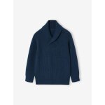 Pull col montant crois� gar�on bleu oc�an