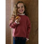 Pull col montant fille vieux rose