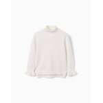 Pull � col montant avec poignets volant�s blanc