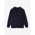 Pull col polo couleur uni bleu nuit
