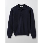 Pull col polo garon bleu fonce uni