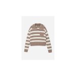 Pull col polo marron / beige