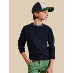 Pull col rond gar�on bleu fonce uni