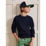 Pull col rond gar�on bleu fonce uni