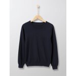 Pull col rond garon bleu fonce uni