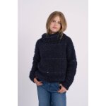 Pull col roul  rayures en sequins bleu marine
