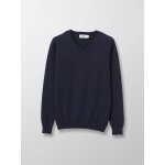 Pull col v bleu fonce