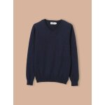 Pull col v gar�on bleu fonce uni