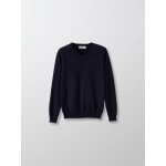 Pull col v garon bleu fonce uni