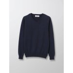 Pull col v gar�on bleu fonce uni