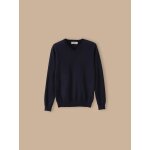 Pull col v gar�on bleu fonce uni
