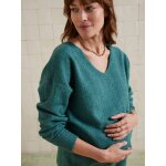 Pull col v grossesse en maille mousseuse fantaisie vert anglais