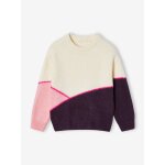 Pull colorblock fille rose bonbon