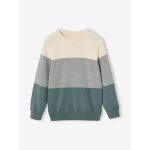 Pull colorblock gar�on maille fantaisie vert d'eau