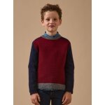 Pull colorblock en laine gar�on bordeaux