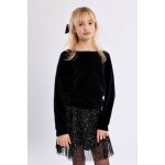Pull duveteux col rond noir