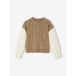 Pull fille 2 en 1 manches en gaze de coton camel