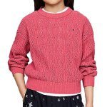 Pull fille chenille rose