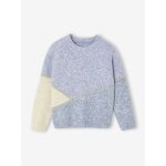 Pull fille colorblock bleu