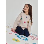 Pull fille avec fleurs au crochet beige