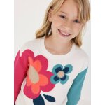 Pull fille imprim� fleurs blanc