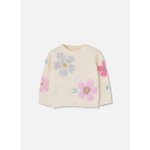 Pull fille imprim� fleurs blanc