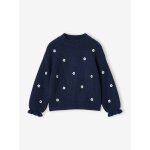 Pull fille manches longues col rond marine