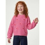 Pull fille manches longues col rond rose