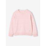 Pull fille manches longues rose