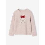 Pull fille noël étoile fil brillant rose poudré Pull fille noël étoile fil brillant rose poudré