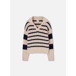 Pull fille ray� avec coeur brod� blanc