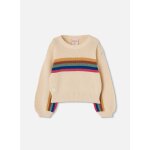 Pull fille avec rayures blanc