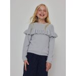 Pull fille � volants blanc