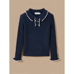 Pull en fine jauge fille marine