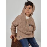 Pull gar�on � capuche et patches marron