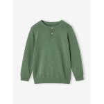 Pull gar�on col tunisien vert chin�