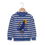 Pull gar�on fond grege raye bleu