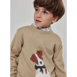 Pull gar�on imprim� chien beige