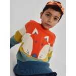 Pull gar�on imprim� renard ray� orange