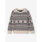 Pull garon jacquard blanc imprim
